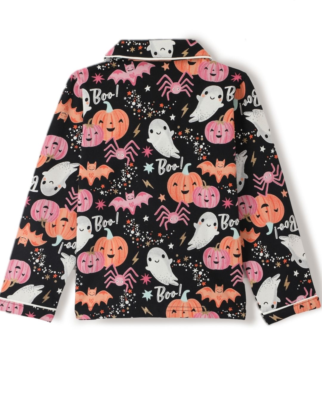 Black Premium Cotton Half Sleeves Halloween Printed T-Shirt & Pyjama Set for Boys & Girls