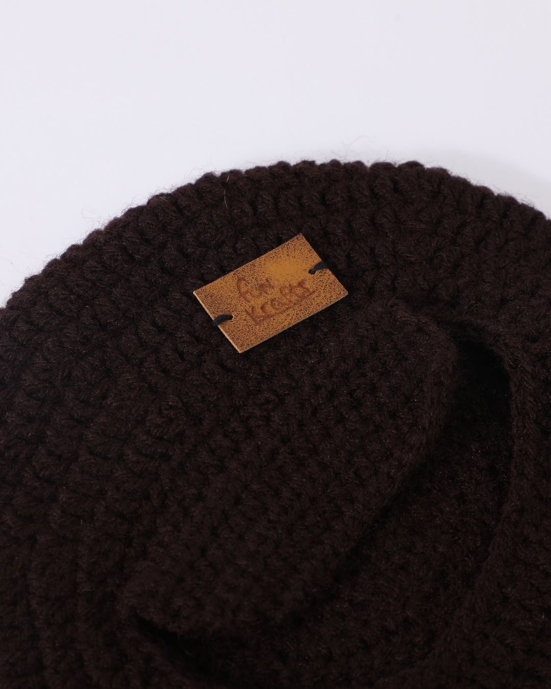 Brown Self Design Handmade Knitted Woollen Golf Cap for Boys