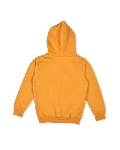 Mustard Cotton Fleece Unisex Hooded Sweatshirt for Kids