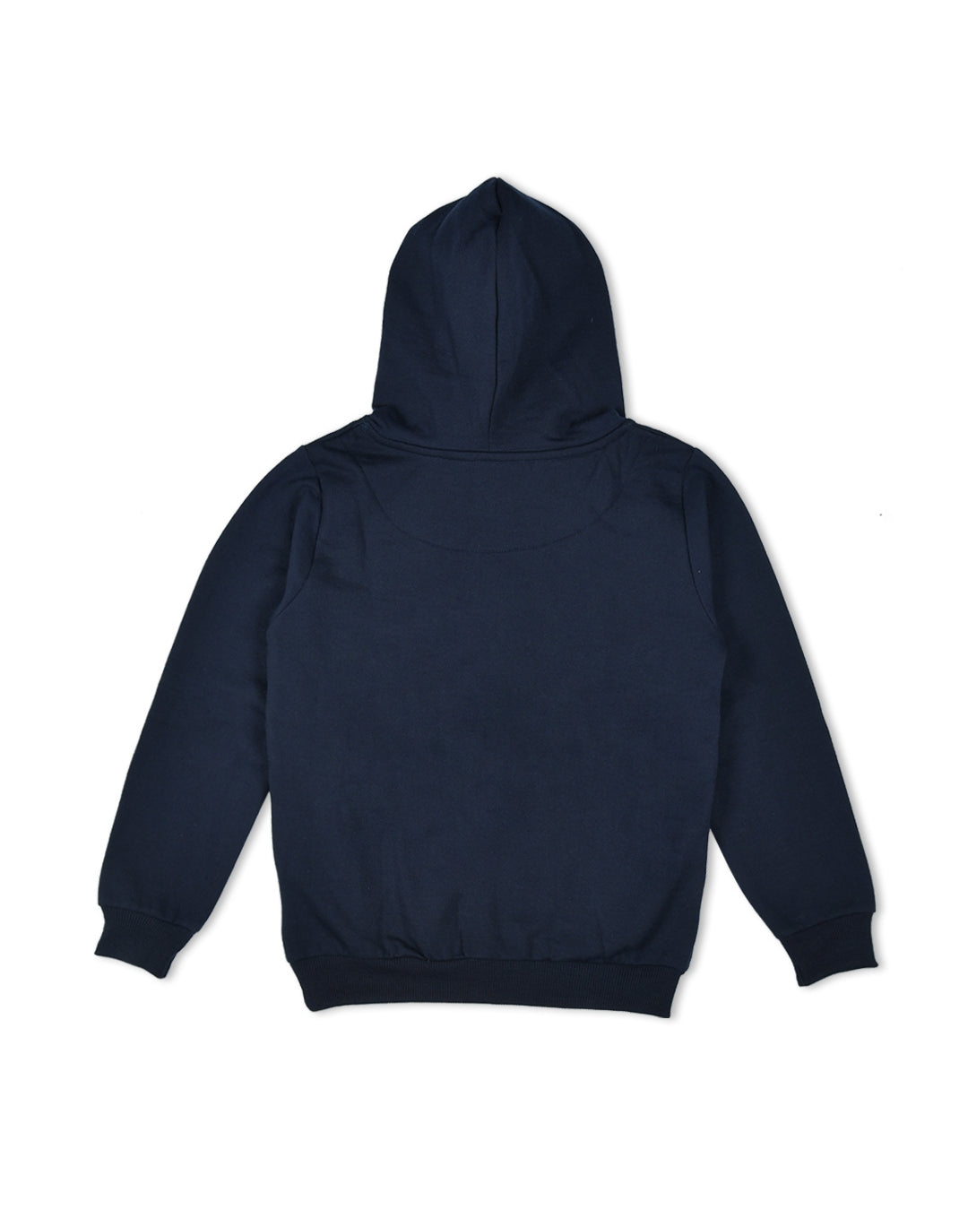 Navy Blue Cotton Fleece Unisex Kids Hooded Sweatshirt