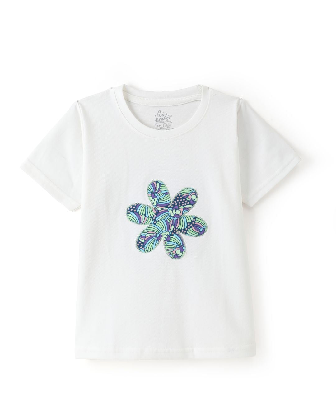 Floral Printed Premium Cotton Half Sleeves White T-Shirt with Multi Pyjama for Girls