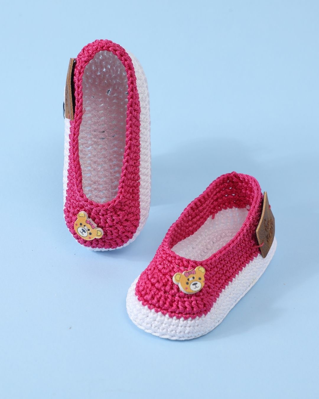 Pink & White Handmade Crochet Baby Infant Girl Booties