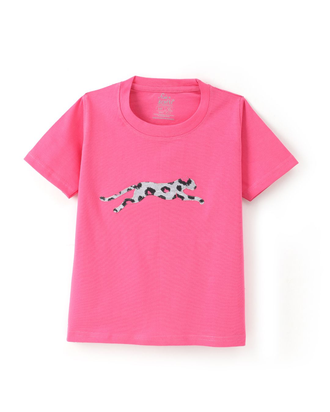 Cheetah Printed Premium Cotton Half Sleeves Pink T-Shirt with Grey Pyjama for Girls