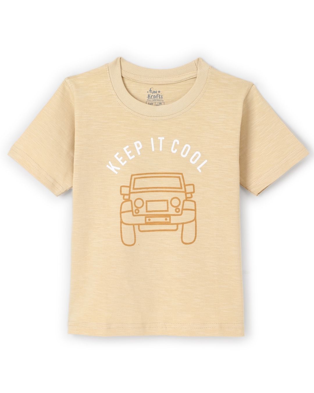 Car Printed Premium Cotton Half Sleeves Yellow T-Shirt with Black Jogger for Boys