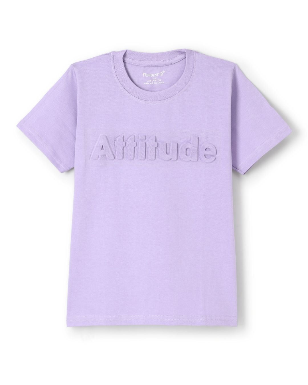 Typographic Printed Premium Cotton Half Sleeves Purple T-Shirt with Black Jogger for Boys