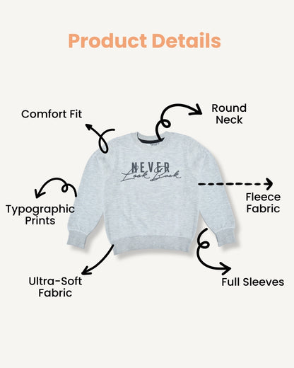 Grey Cotton Fleece Unisex Sweatshirt for Kids