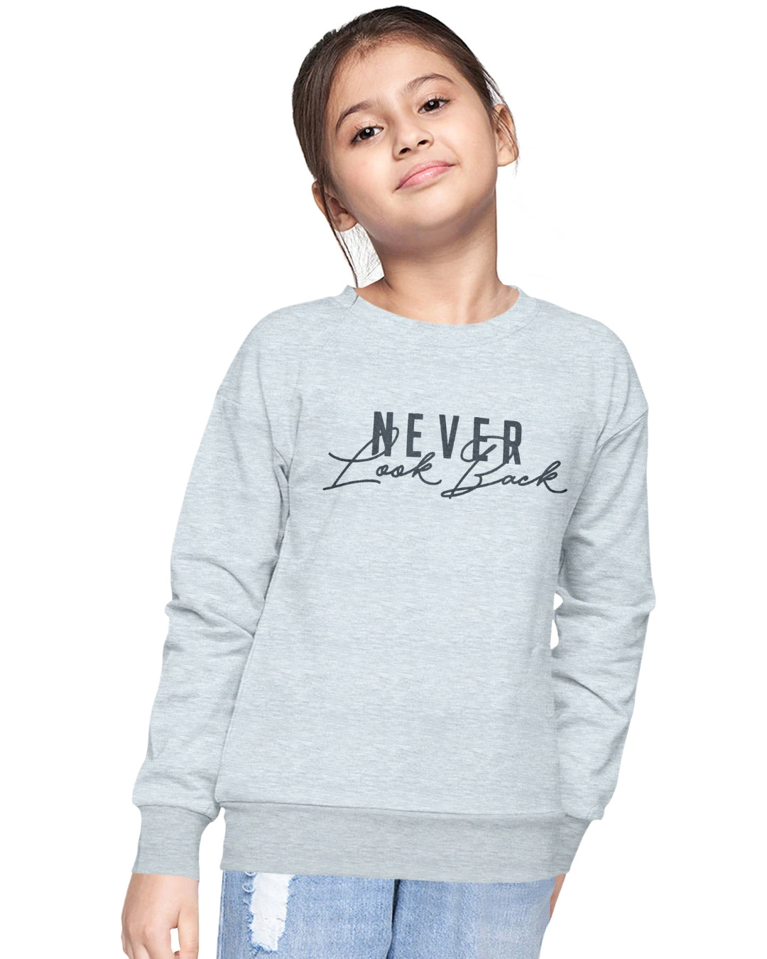 Grey Cotton Fleece Unisex Sweatshirt for Kids