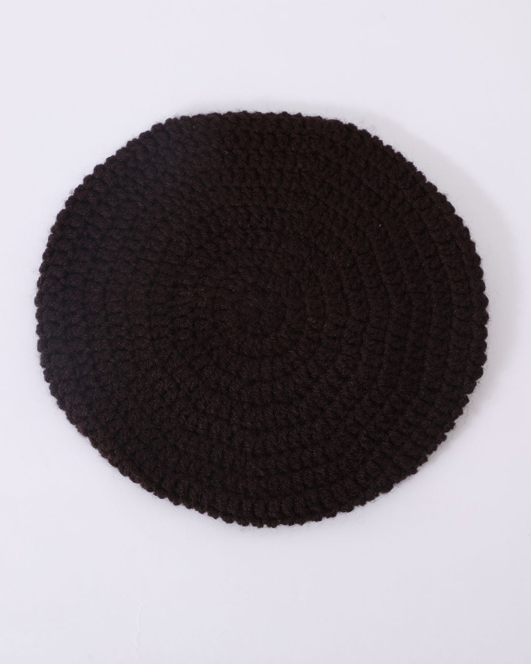 Brown Self Design Handmade Knitted Woollen Golf Cap for Boys