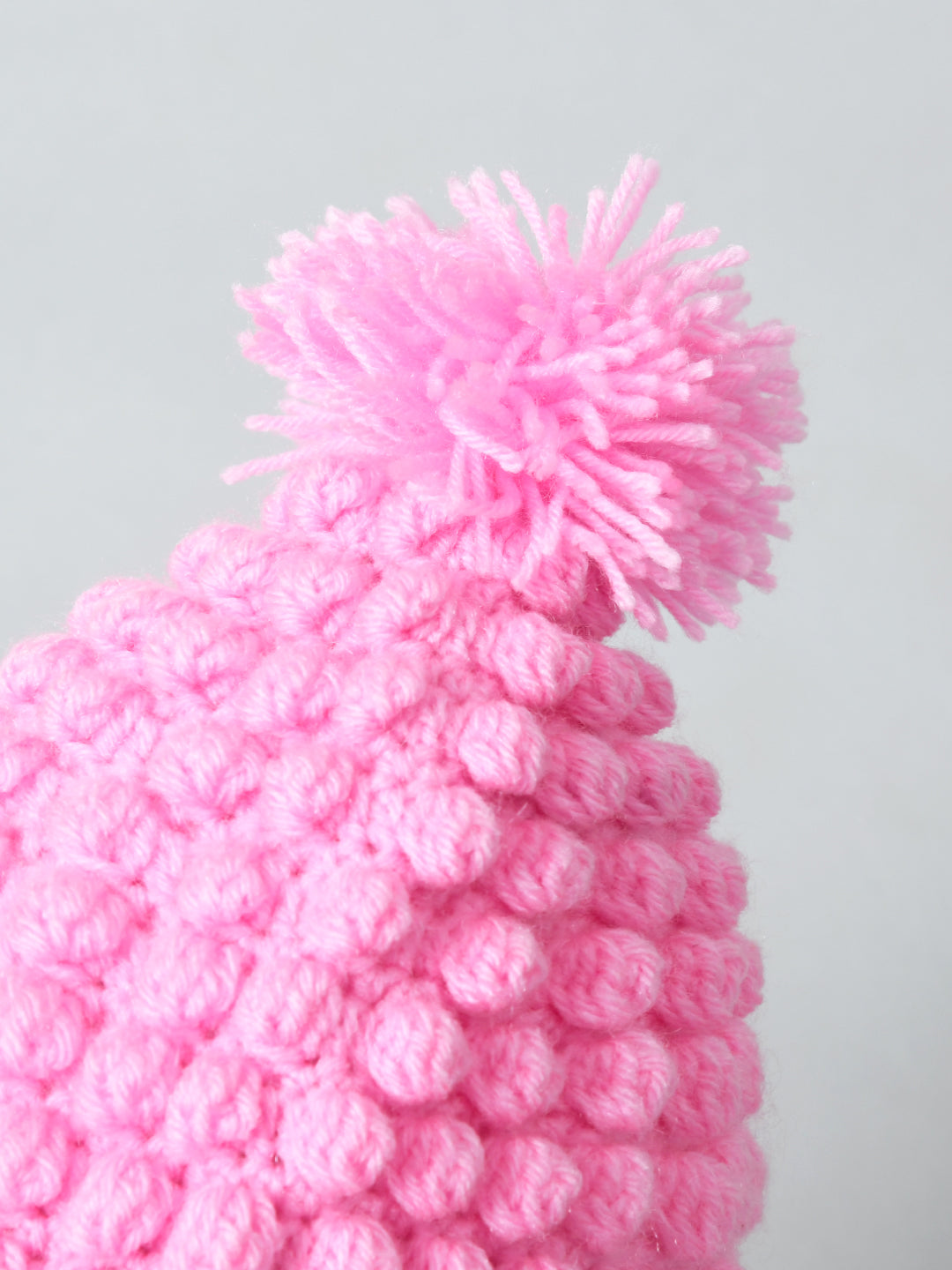 Pack of 2 White & Pink Woolen Pom Pom Cap for Kids