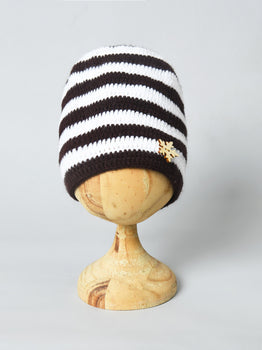 Brown & Blue Handmade Woollen Striped Cap for Kids