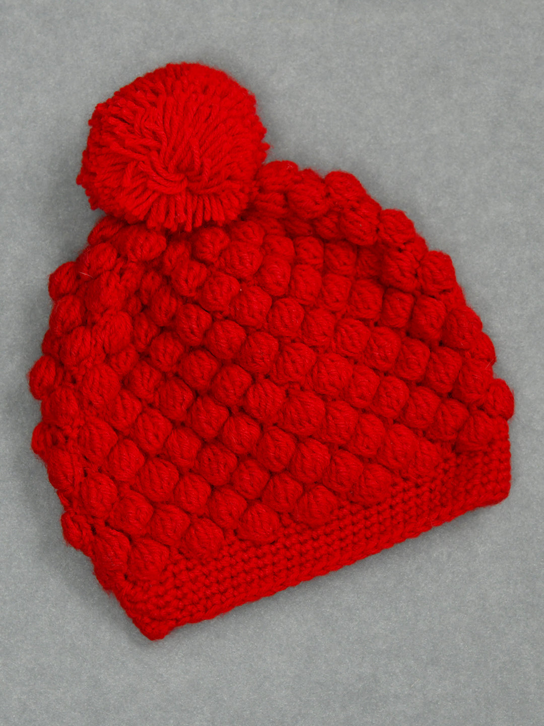 Pack of 2 White & Red Woolen Pom Pom Cap for Kids