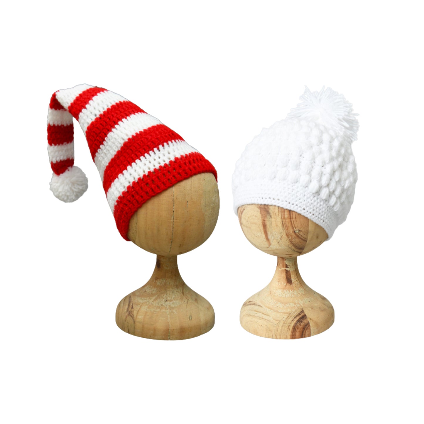 Pack of 2 Red & White Woolen Pom Pom Cap for Kids