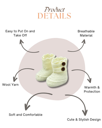 Off White Woollen Baby Booties