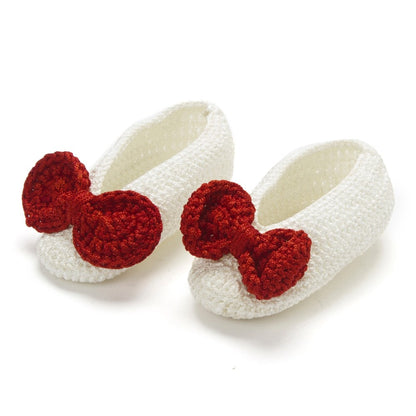 Pack of 2 White & Off White Crochet Handmade Baby Booties for Girls