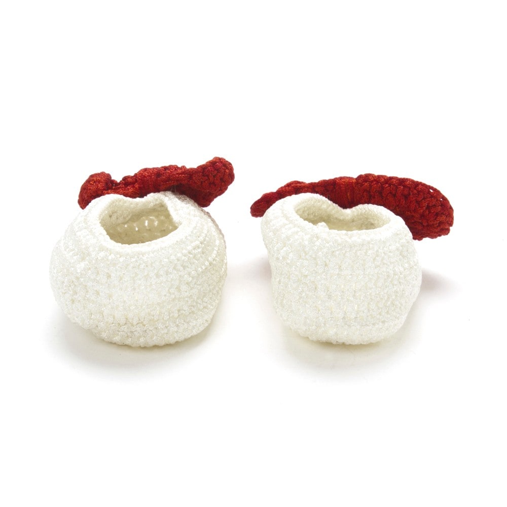 Pack of 2 White & Off White Crochet Handmade Baby Booties for Girls