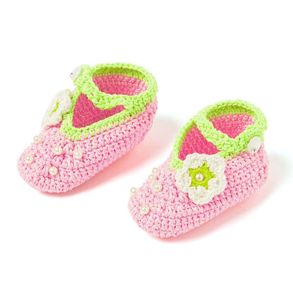 Pack of 2 Off White & Pink Handmade Crochet Baby Booties for Girls