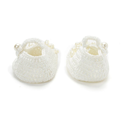 Pack of 2 Off White Handmade Crochet Baby Booties for Girls