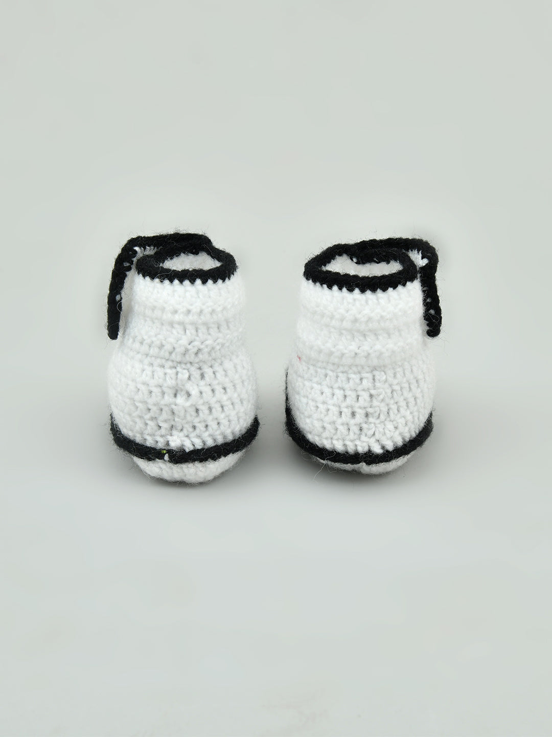 Pack of 2 Brown & White Handmade Woollen Crochet Baby Booties for Girls