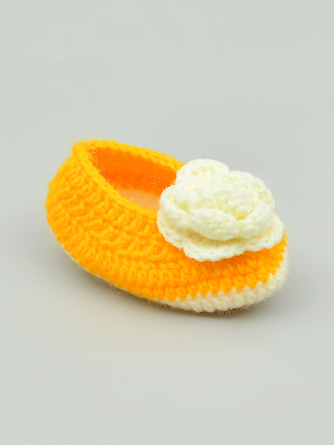 Pack of 2 Pink & Yellow Handmade Woollen Crochet Baby Booties for Girl