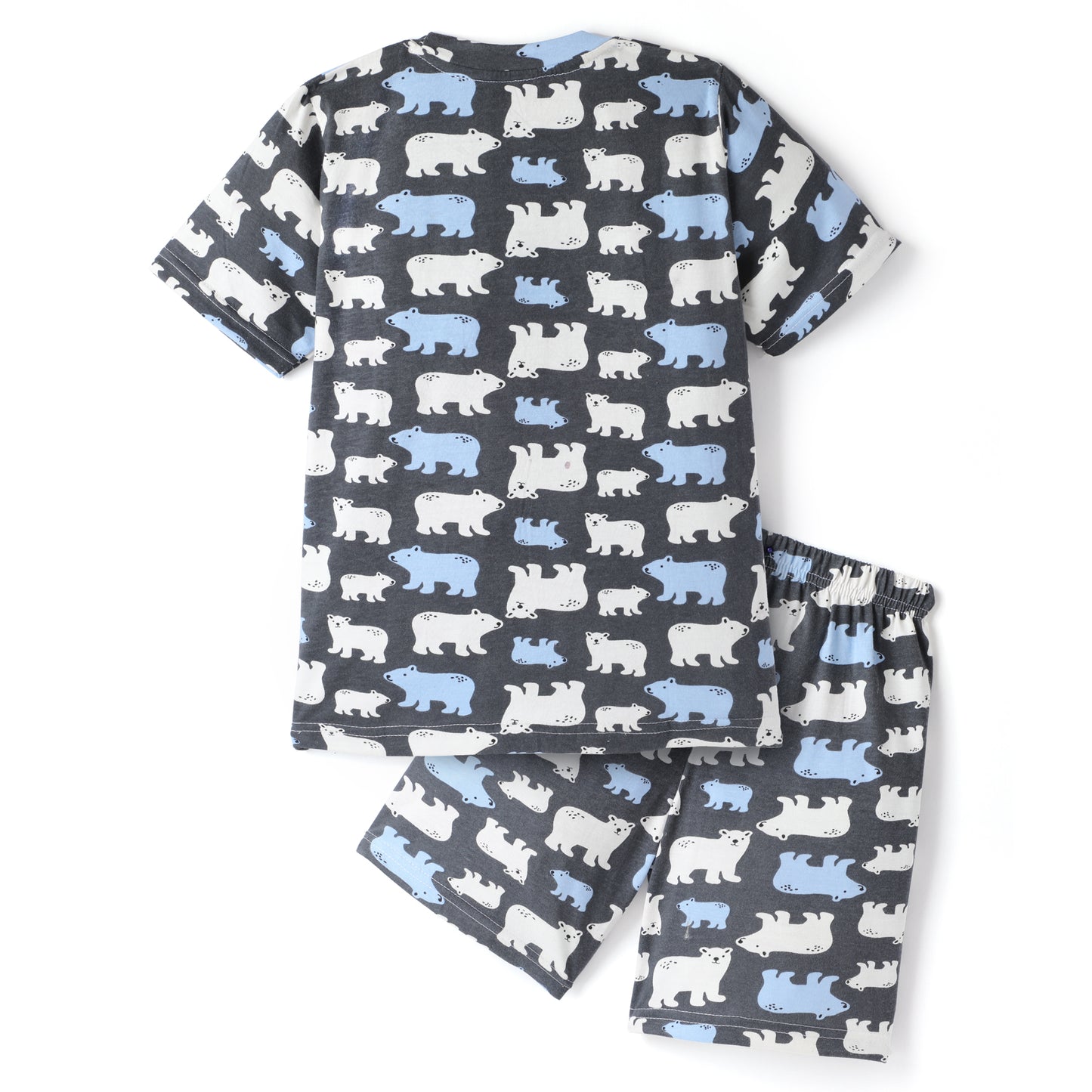 Blue & Brown Pure Cotton Half Sleeves Animal Printed Shorts Set for Boys - Pack of 2