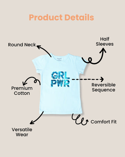 Blue Flip Sequin Girls T-shirt