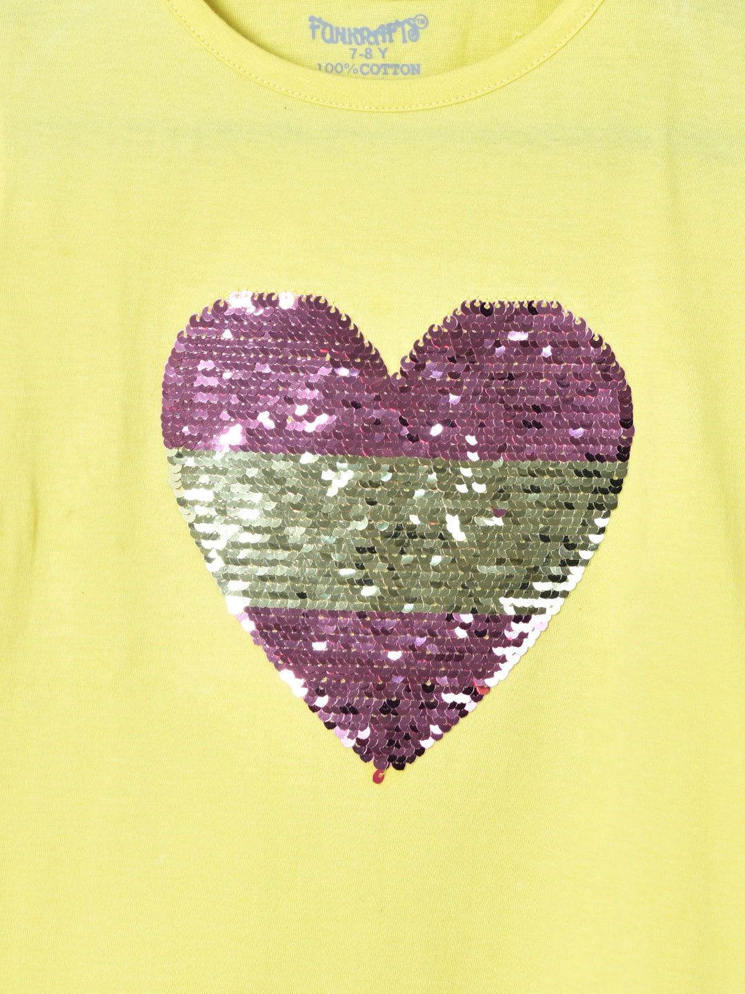 Yellow  Sequin T-shirt for Girls