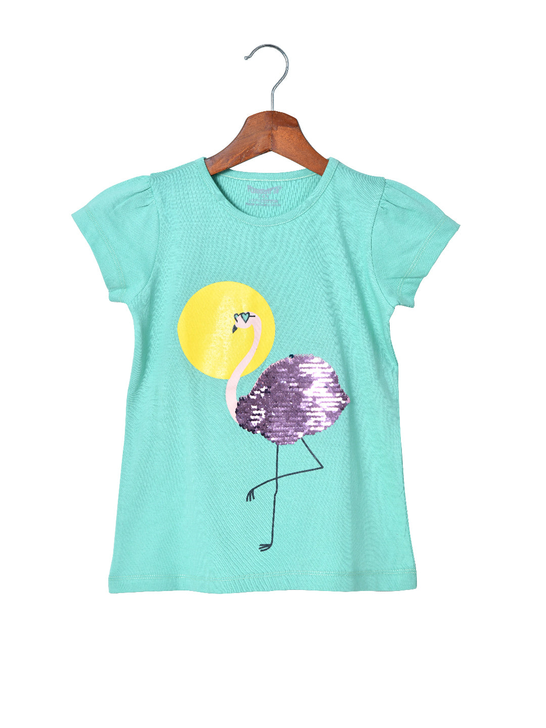 Sea Green Sequin T-shirt for Girls