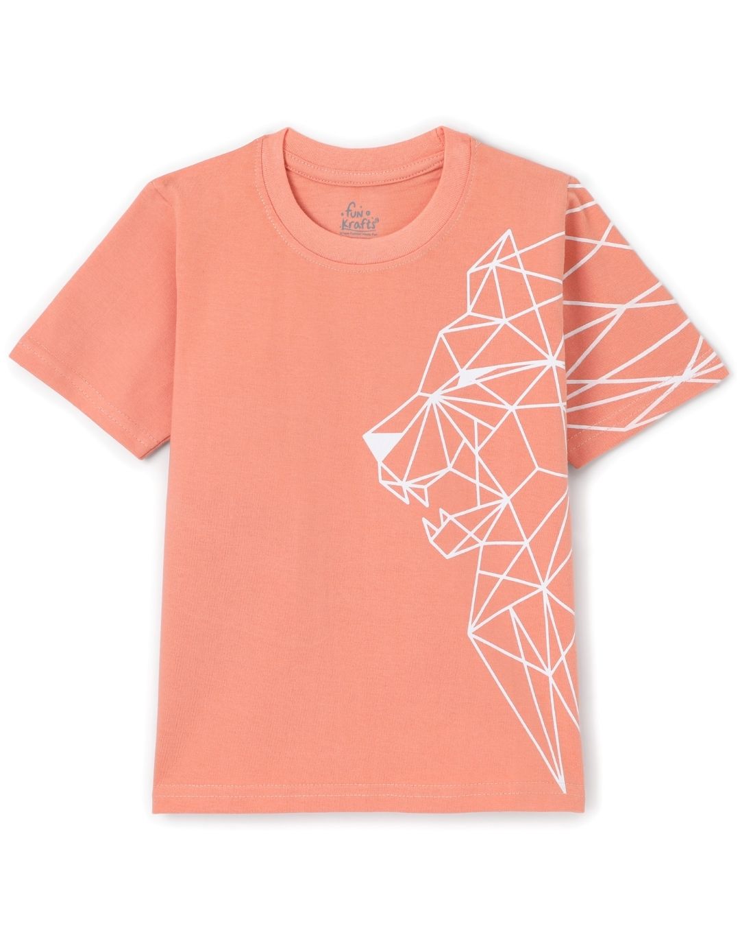 Tiger Printed Premium Cotton Half Sleeves Peach T-Shirt for Boys