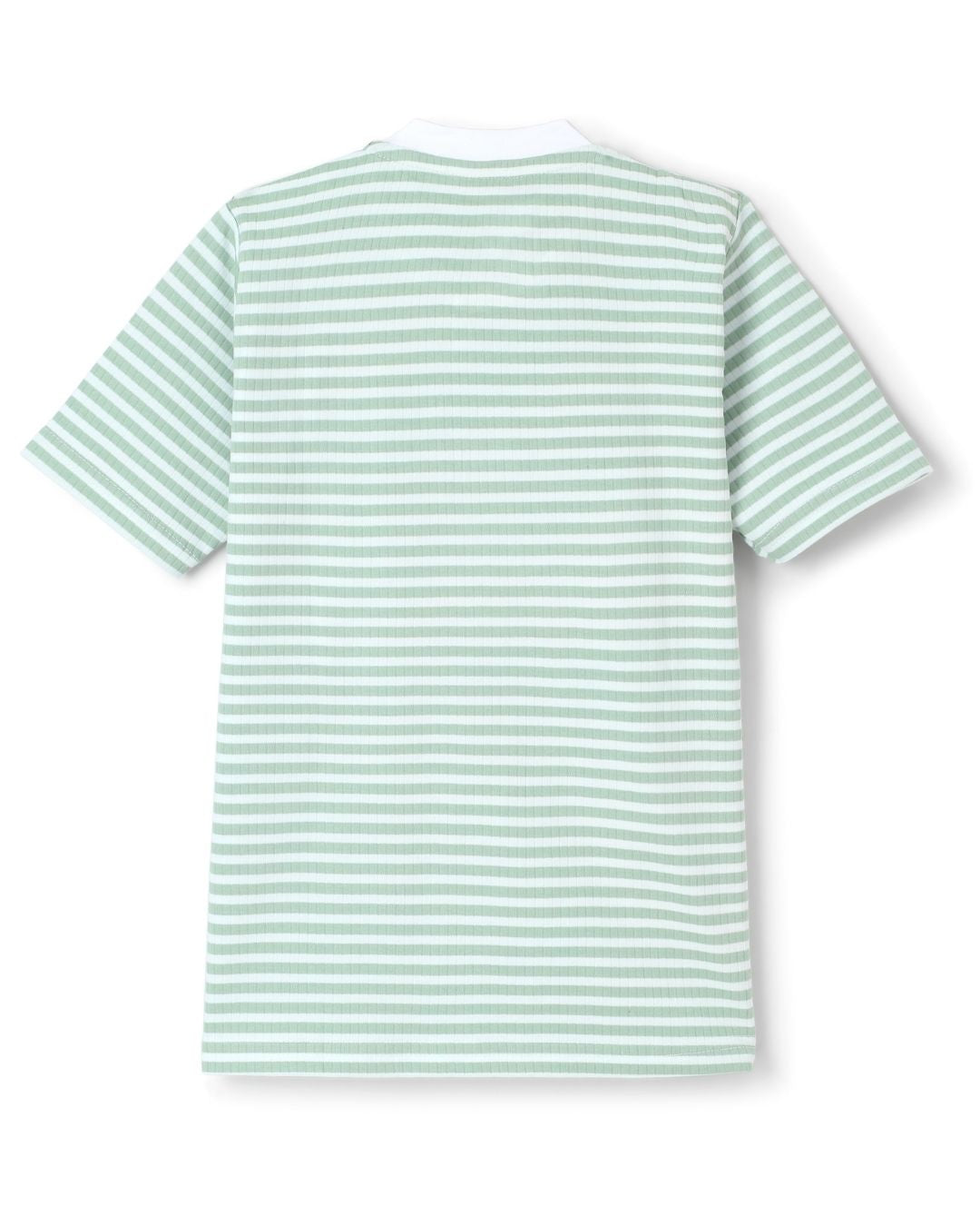 Strips Printed Premium Cotton Half Sleeves Green & White T-Shirt for Boys