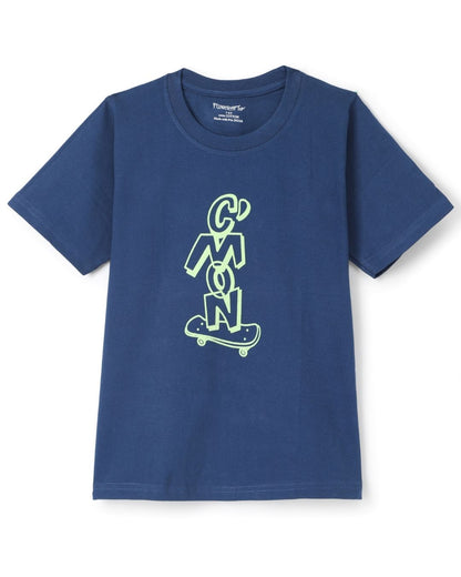 Graphic Printed Premium Cotton Half Sleeves Blue T-Shirt for Boys