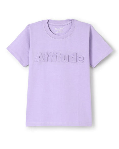 Typographic Printed Premium Cotton Half Sleeves Purple T-Shirt for Boys