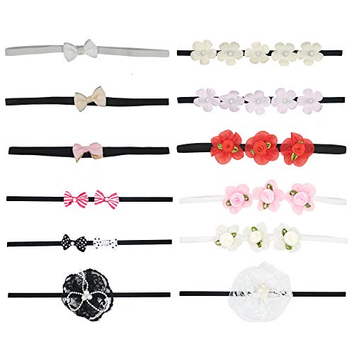 Pack of 12 Multicolor Floral Headbands for Girls