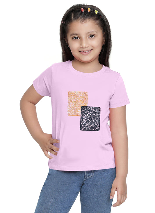 Girls Pink Sequin T-shirt