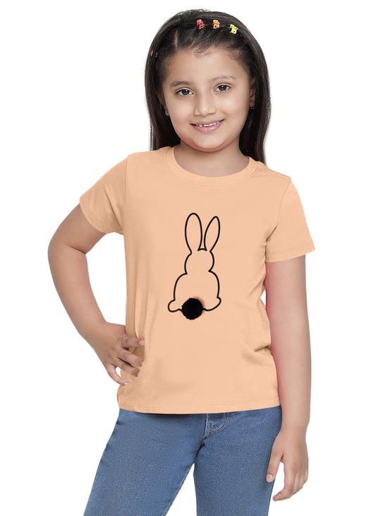 Girls Peach Cotton T-shirt for Girls