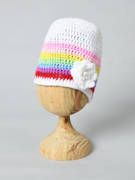 Handmade Woollen Rainbow Cap for Girls