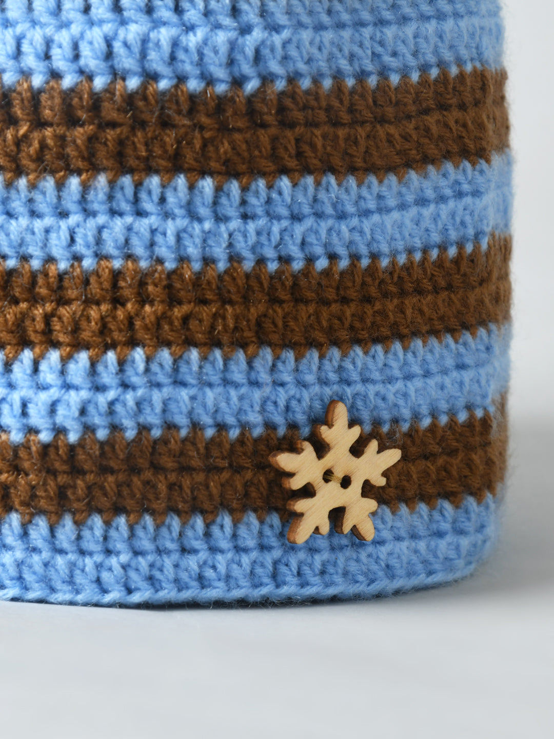 Brown & Blue Handmade Woollen Striped Cap for Kids