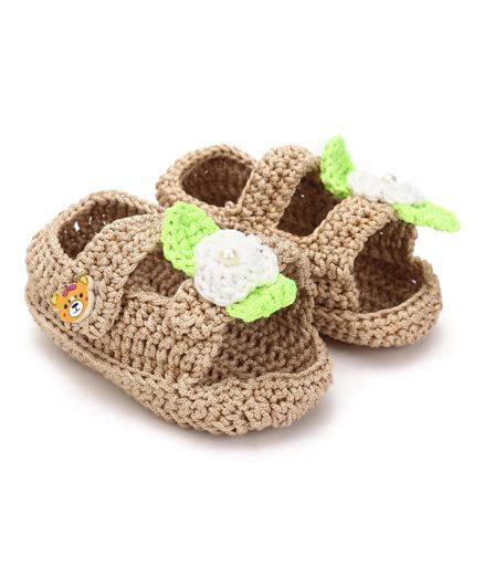 Brown Crochet Baby Booties