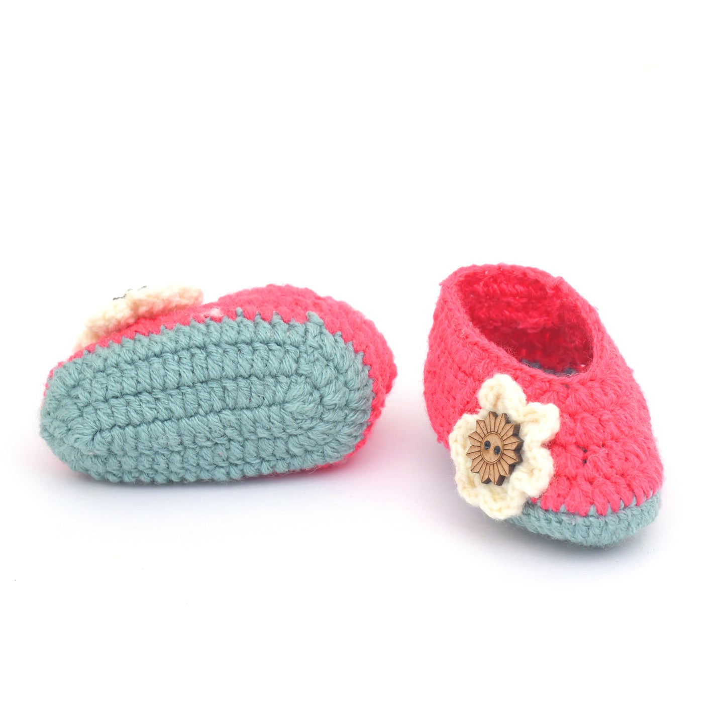 Grey Woollen Baby Booties for Girls.