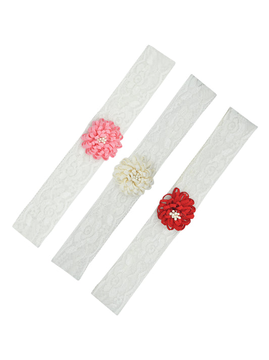 Pack of 3 White Floral Headbands for Girls