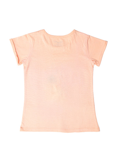 Girls Peach Cotton T-shirt for Girls